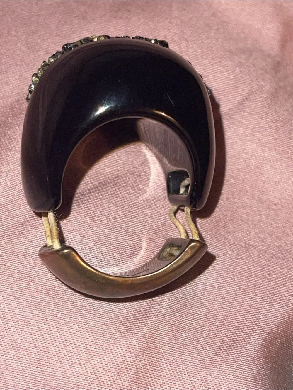 Black and Gold bling ring shaped like crescent